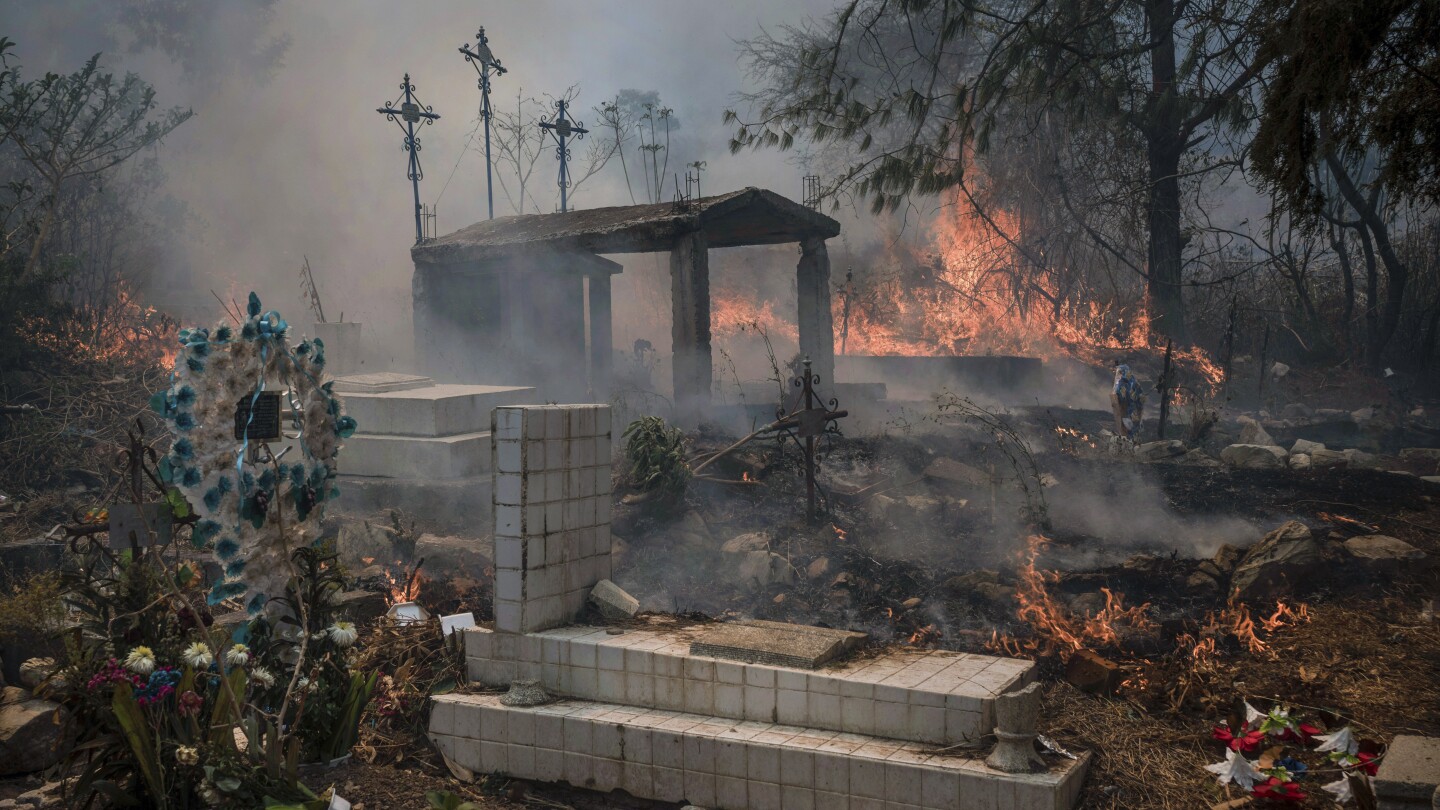 Forest fires burn in nearly half of Mexico’s drought-stricken states, fueled by strong winds.