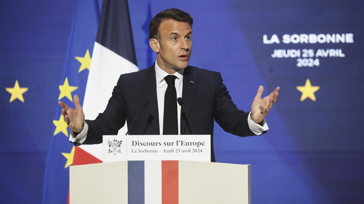 Macron outlines his vision for Europe to become an assertive global power as war in Ukraine rages on