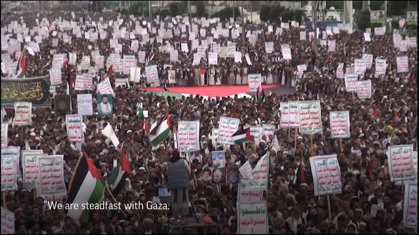 Weekly demonstration held in Sanaa, Yemen in support of Palestinians in Gaza