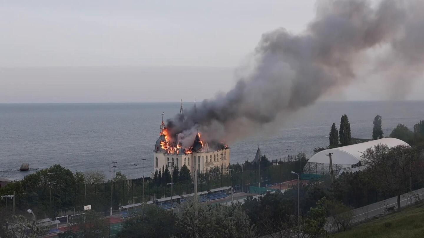 Fire rips through Odesa building after Russian missile strike