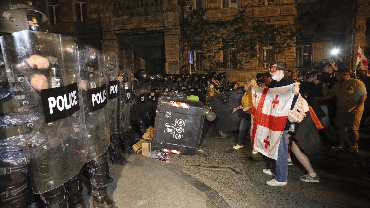 Police in Georgia use tear gas, water cannons to disperse protest against so-called ‘Russian law’