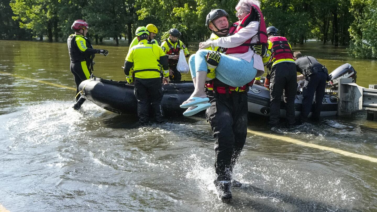 Heavy rains over Texas have led to water rescues, school cancellations and evacuation orders