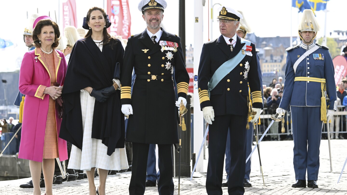 Danish King Frederik and his Australian-born wife visit Sweden on their first official trip abroad