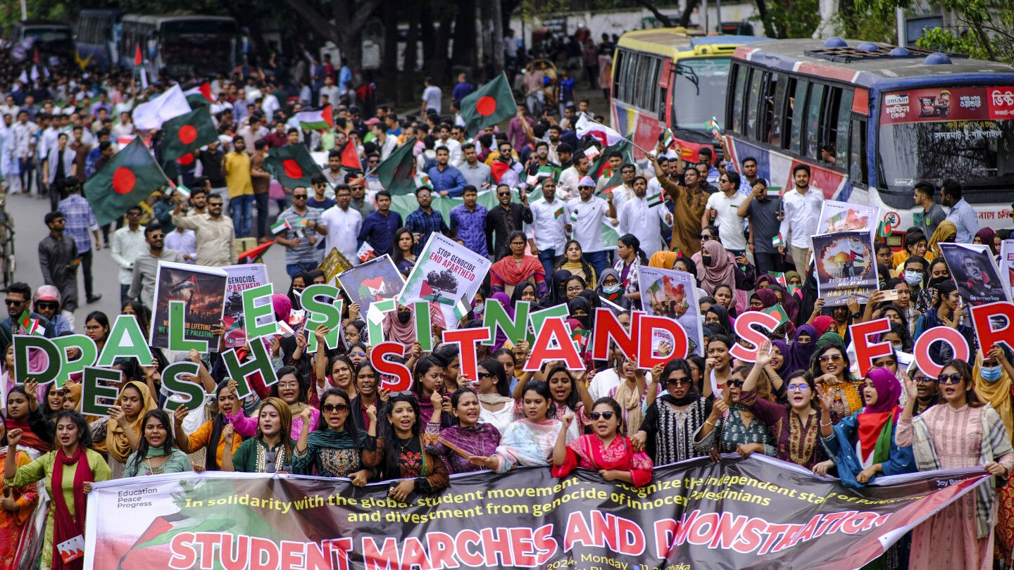 Activists in Bangladesh march through universities to demand end to Israel-Hamas war