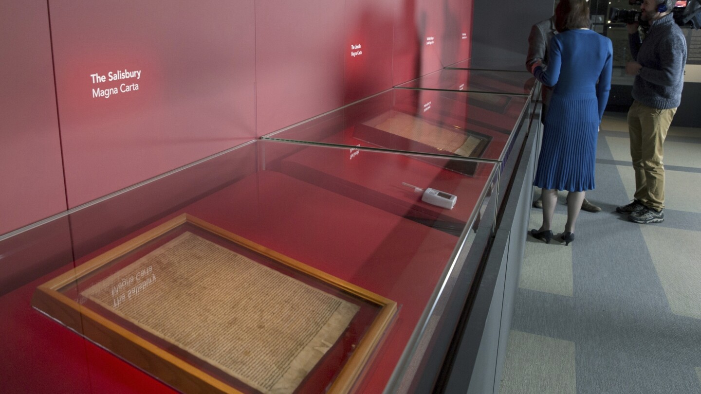 Environmentalists attack a case holding a copy of the Magna Carta in London but document unscathed