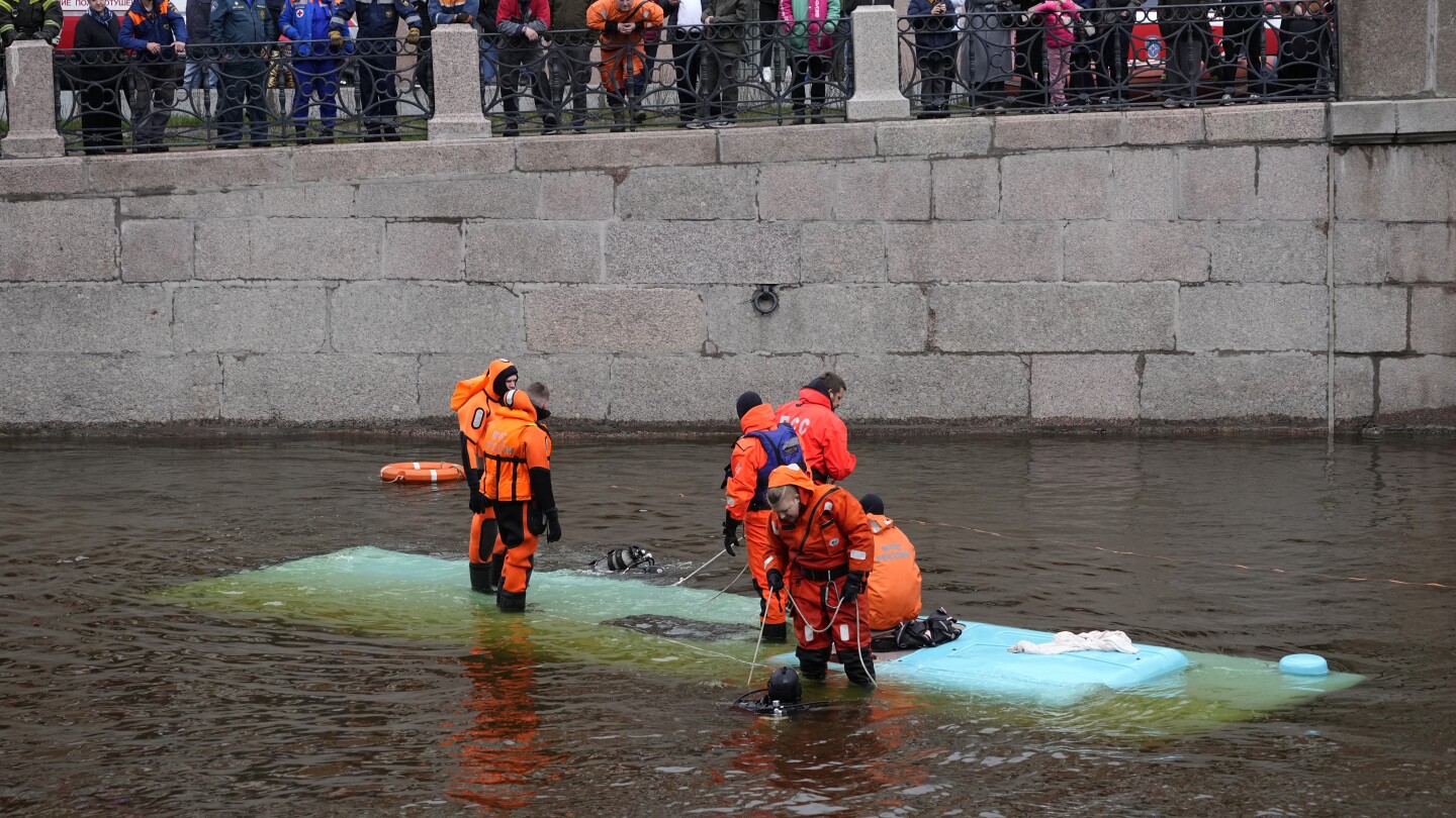 A bus plunges off a bridge in the Russian city of St. Petersburg, killing 3 and injuring 6 others