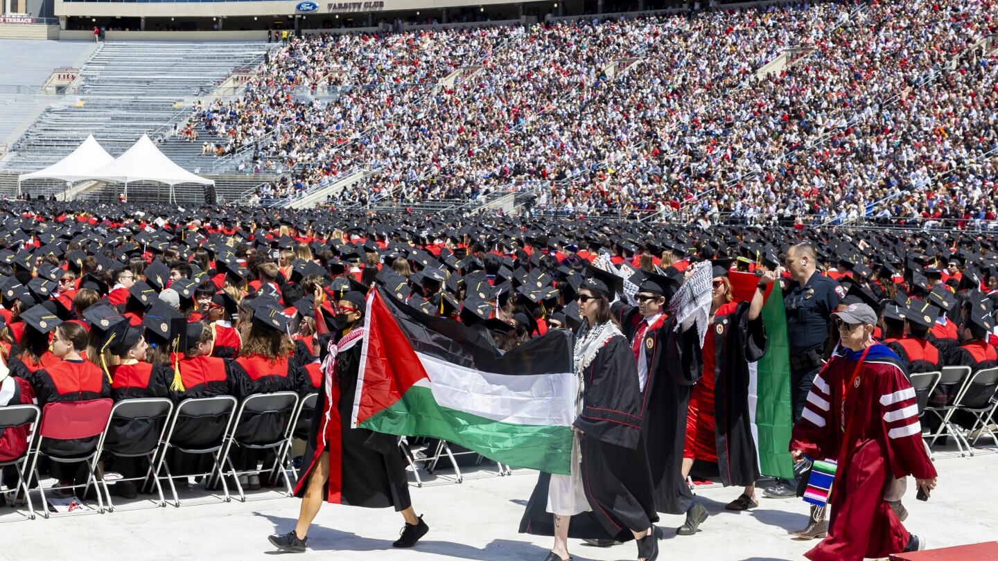 Small pro-Palestinian protests held Saturday as college commencements are held