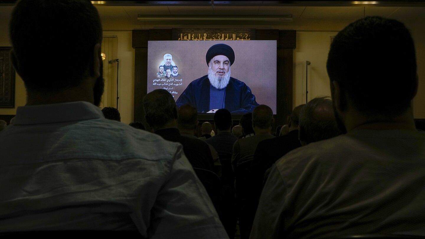 The leader of Lebanon’s militant Hezbollah group warns archenemy Israel against wider war