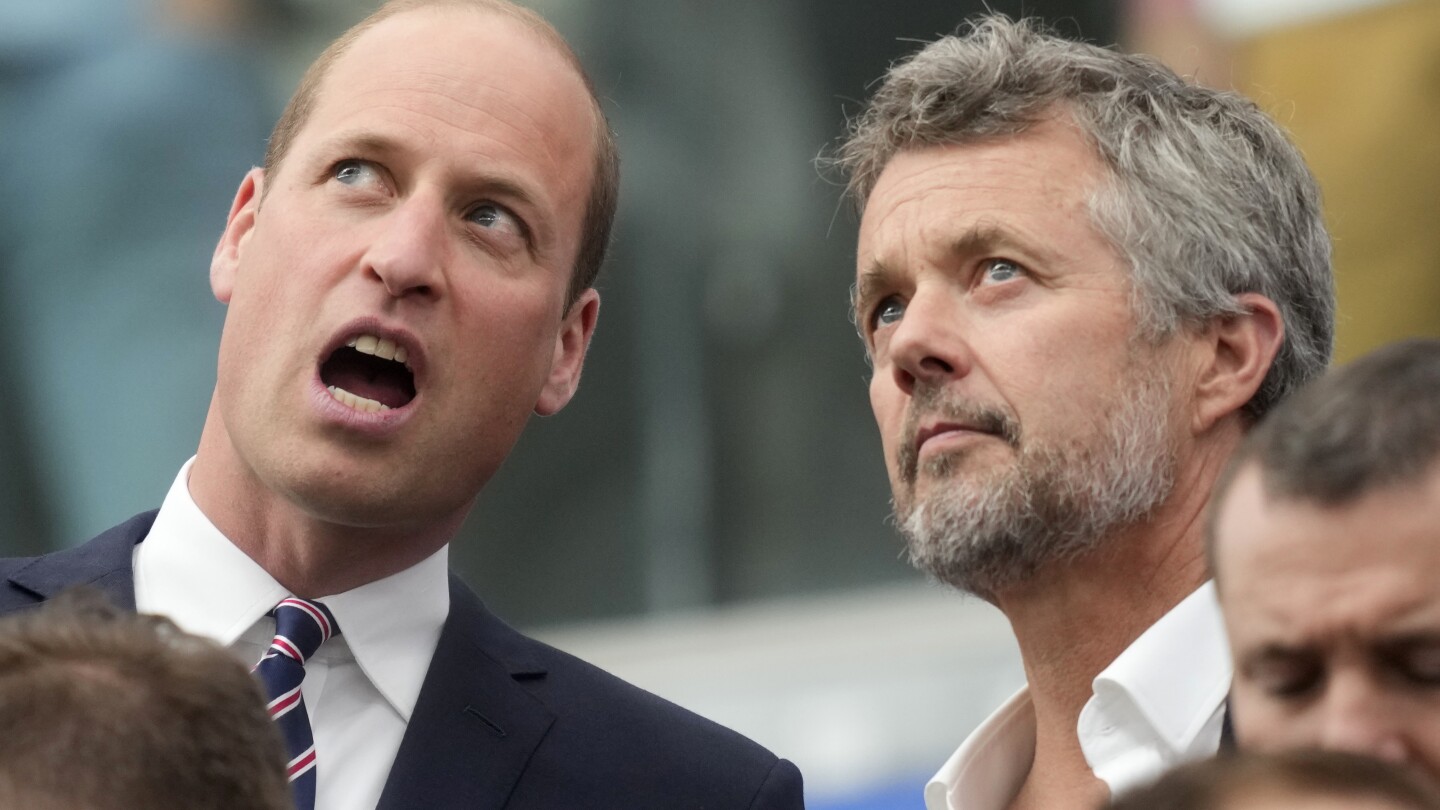 King of Denmark and future king of England join soccer fans at their countries’ game at Euro 2024