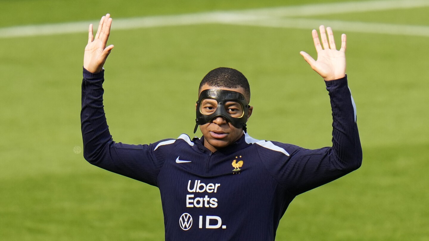 Kylian Mbappé is getting used to his new mask ahead of France’s game against Poland, teammate says