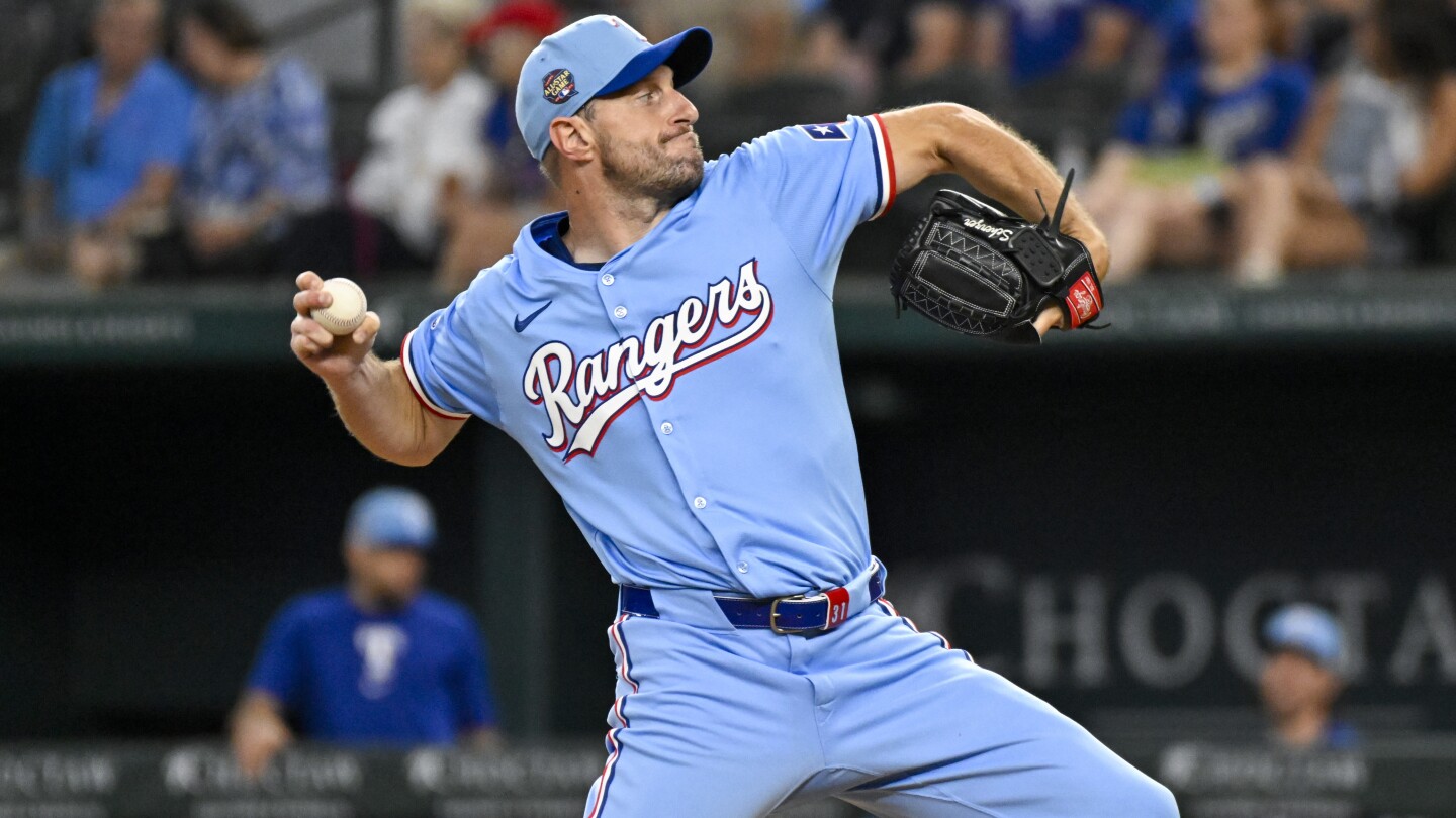 Max Scherzer throws 5 scoreless innings in his season debut for the Rangers