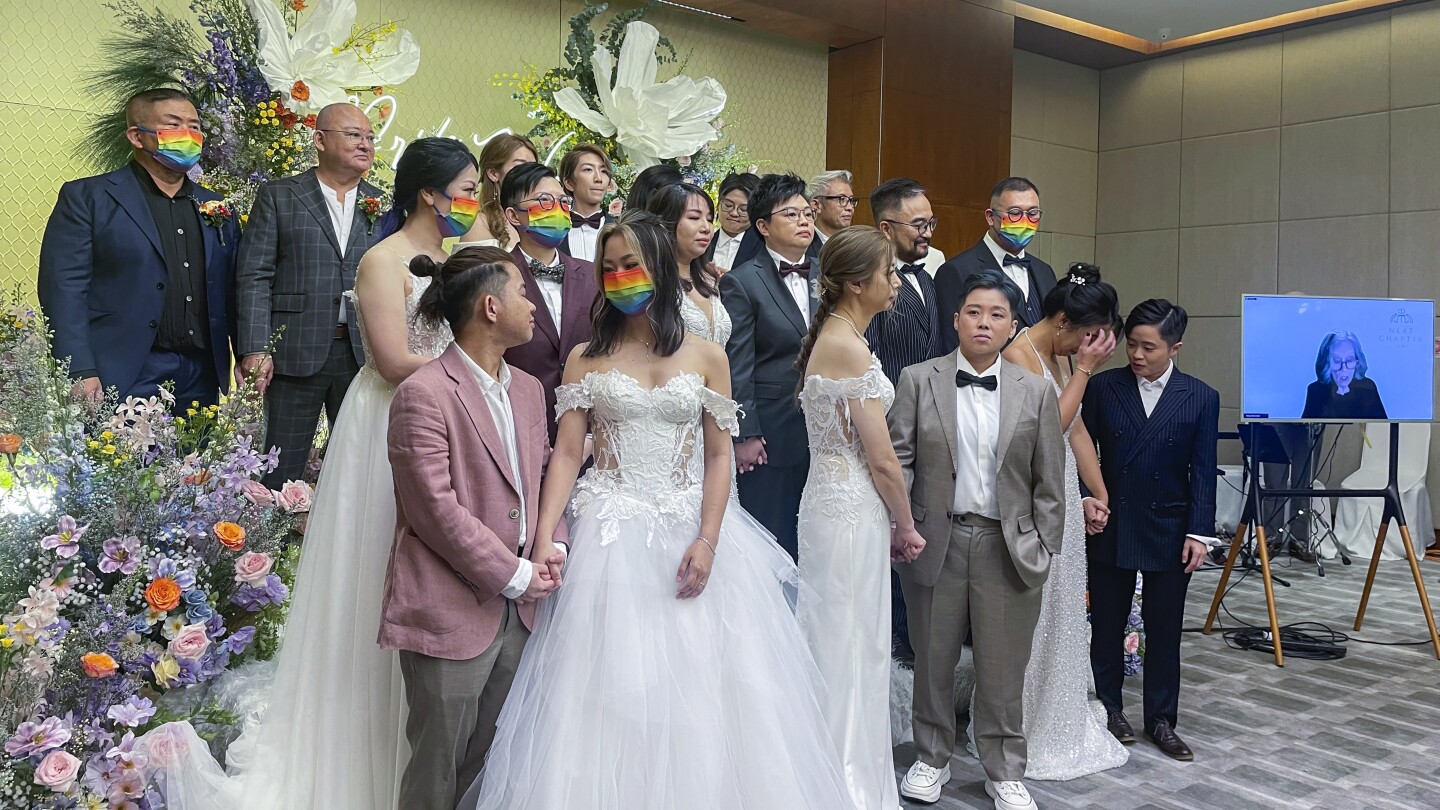 A US officiant marries 10 same-sex couples in Hong Kong via video chat