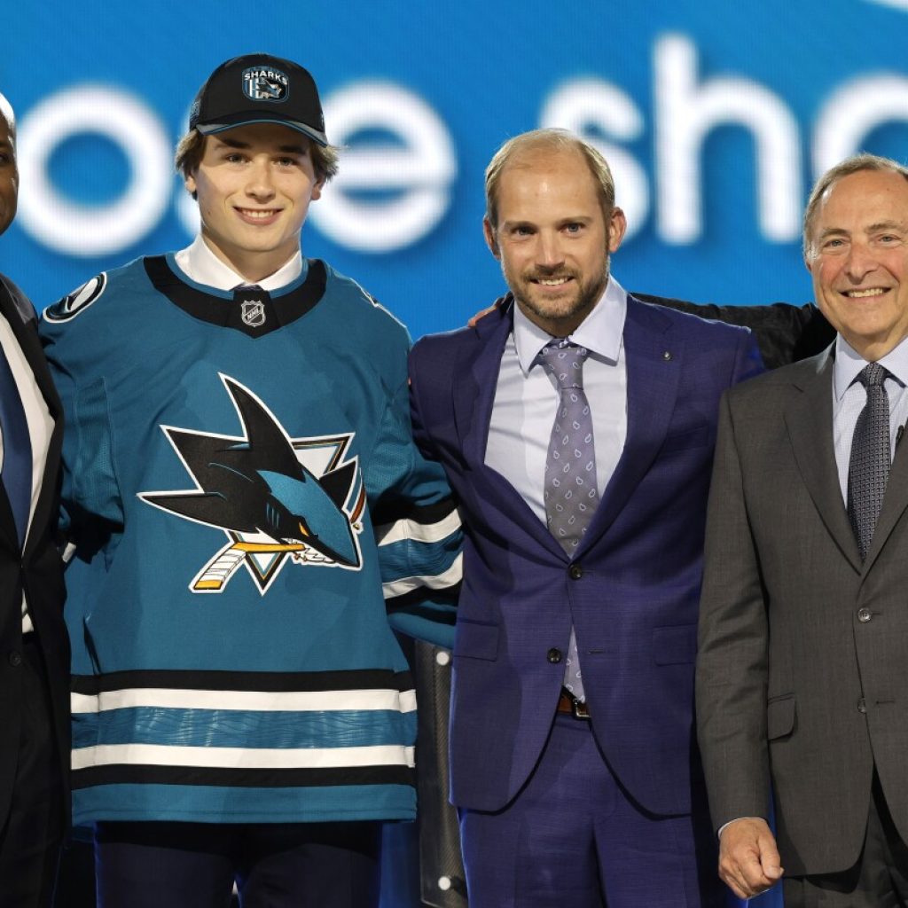 San Jose Sharks select Boston University center Macklin Celebrini with No. 1 pick in NHL draft