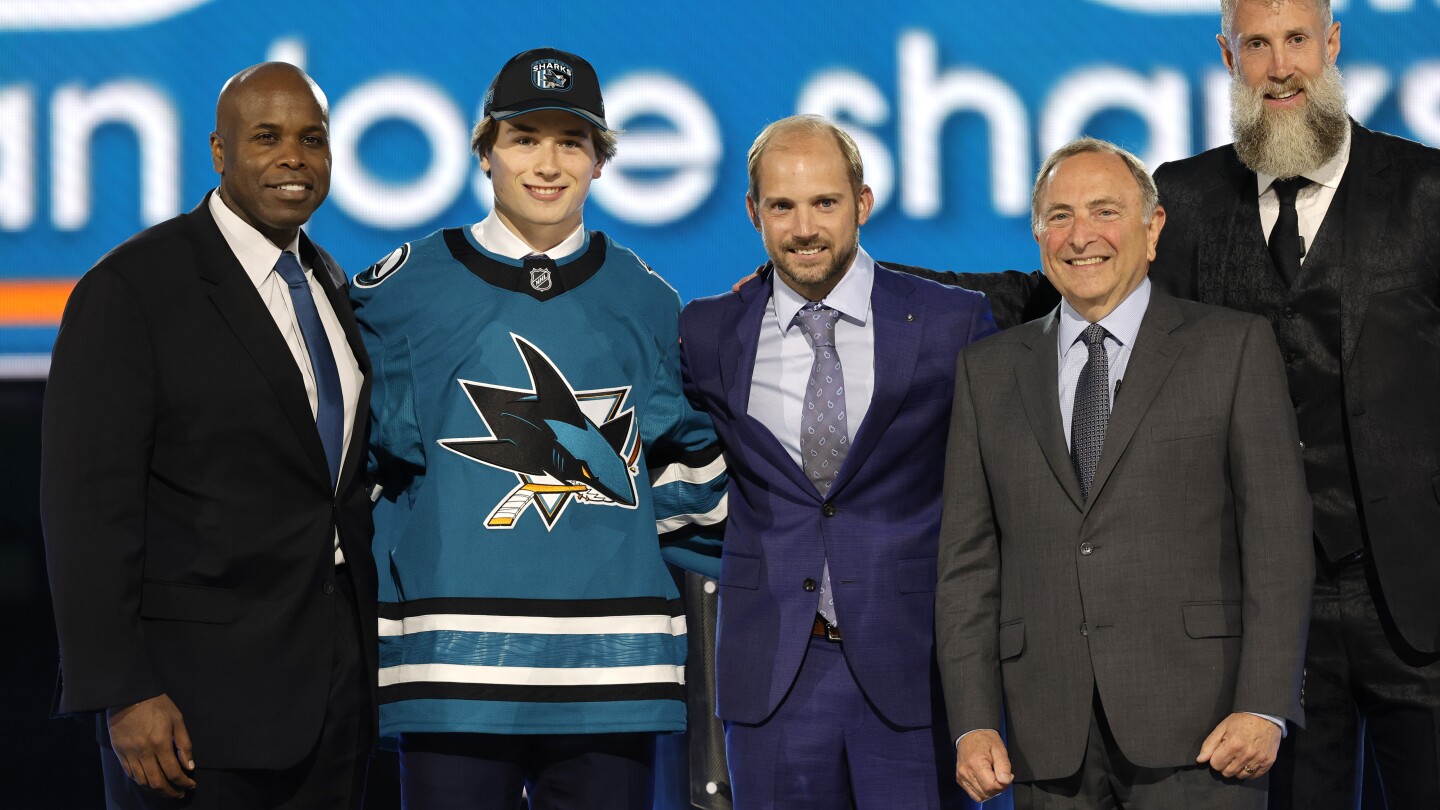 San Jose Sharks select Boston University center Macklin Celebrini with No. 1 pick in NHL draft