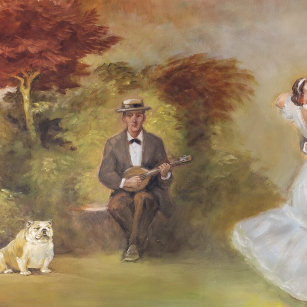 An English bulldog named Babydog makes a surprise appearance in a mural on West Virginia history
