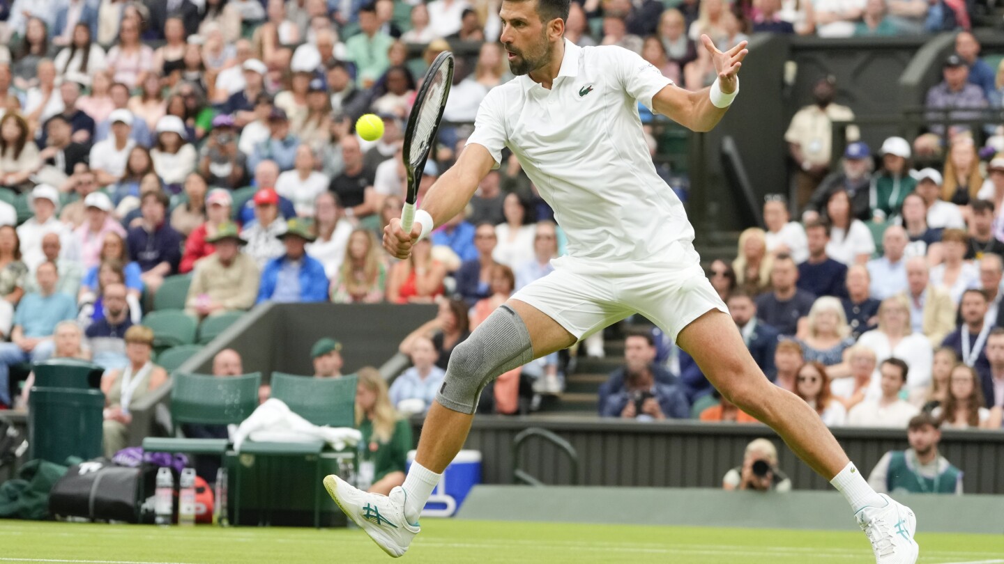 Novak Djokovic wins his first match at Wimbledon with a sleeve on his surgically repaired knee