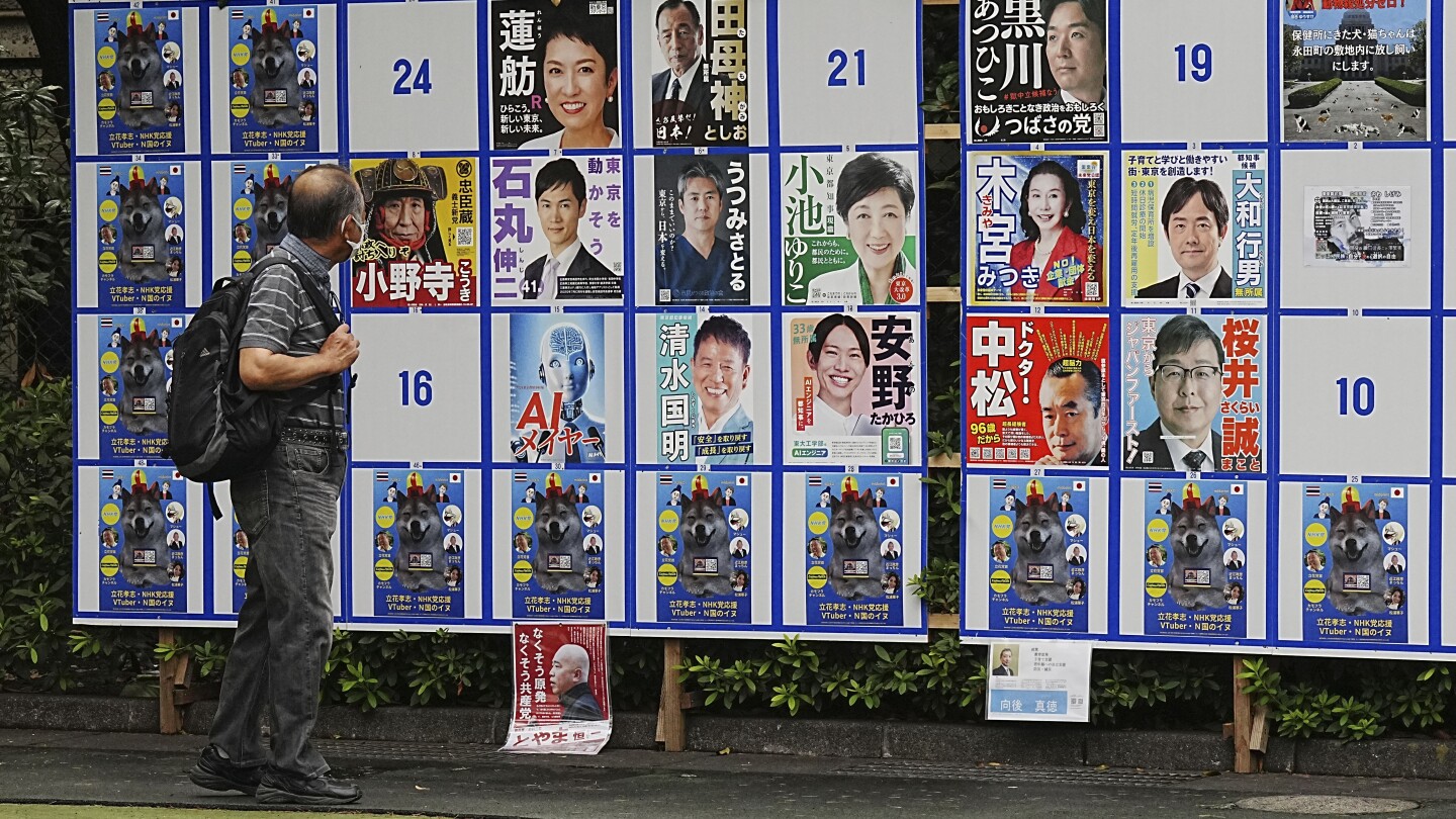 ‘We have to be wacky.’ With suggestive poses and pets, election campaigning tests Tokyo’s patience