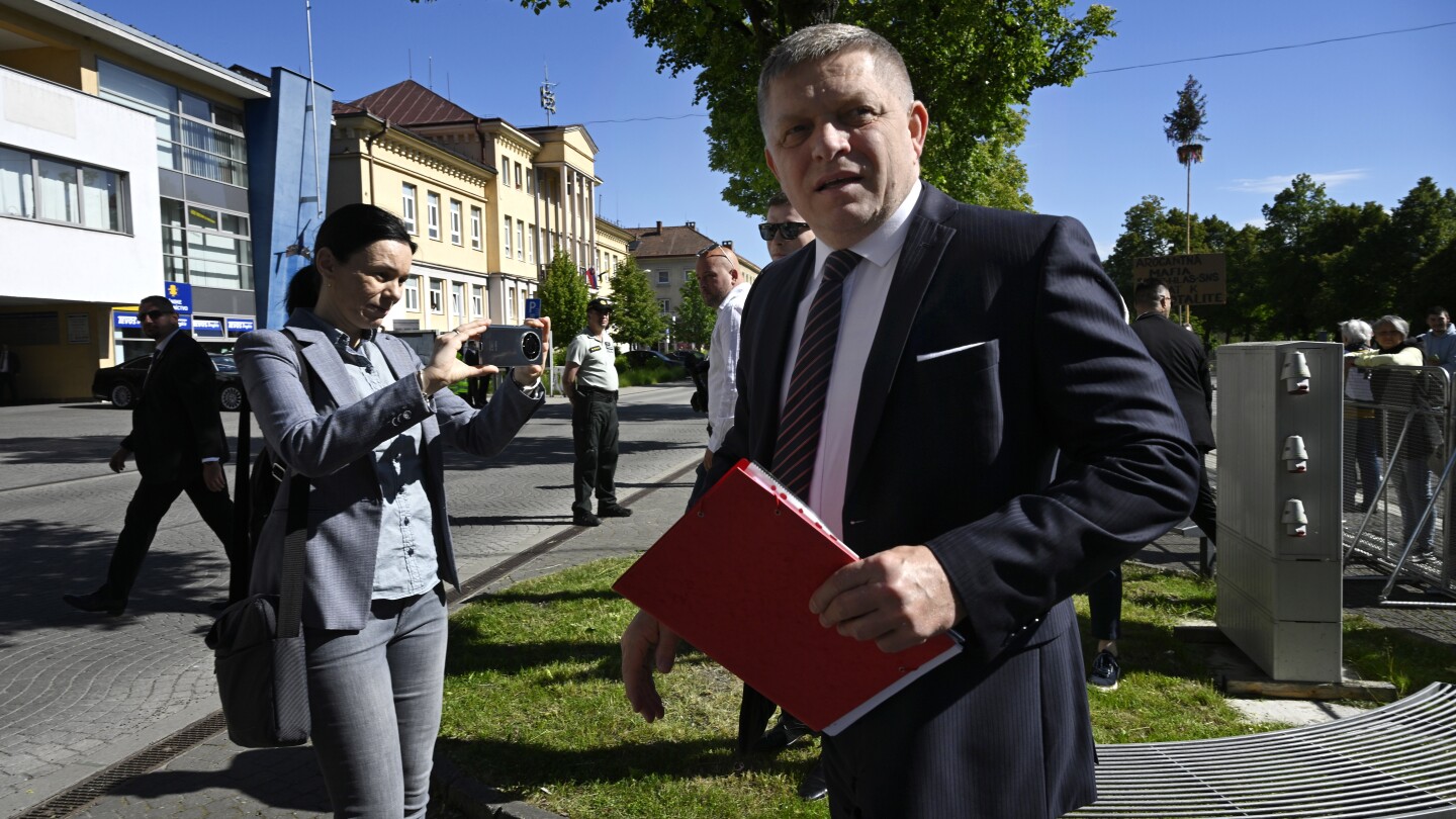 Slovakia’s prime minister makes 1st public appearance since assassination attempt