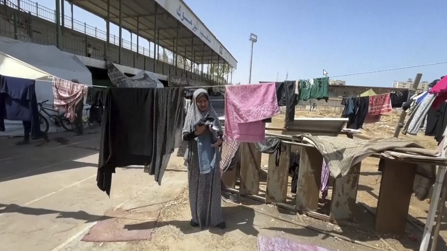 Gaza’s biggest soccer stadium is now a shelter for thousands of displaced Palestinians