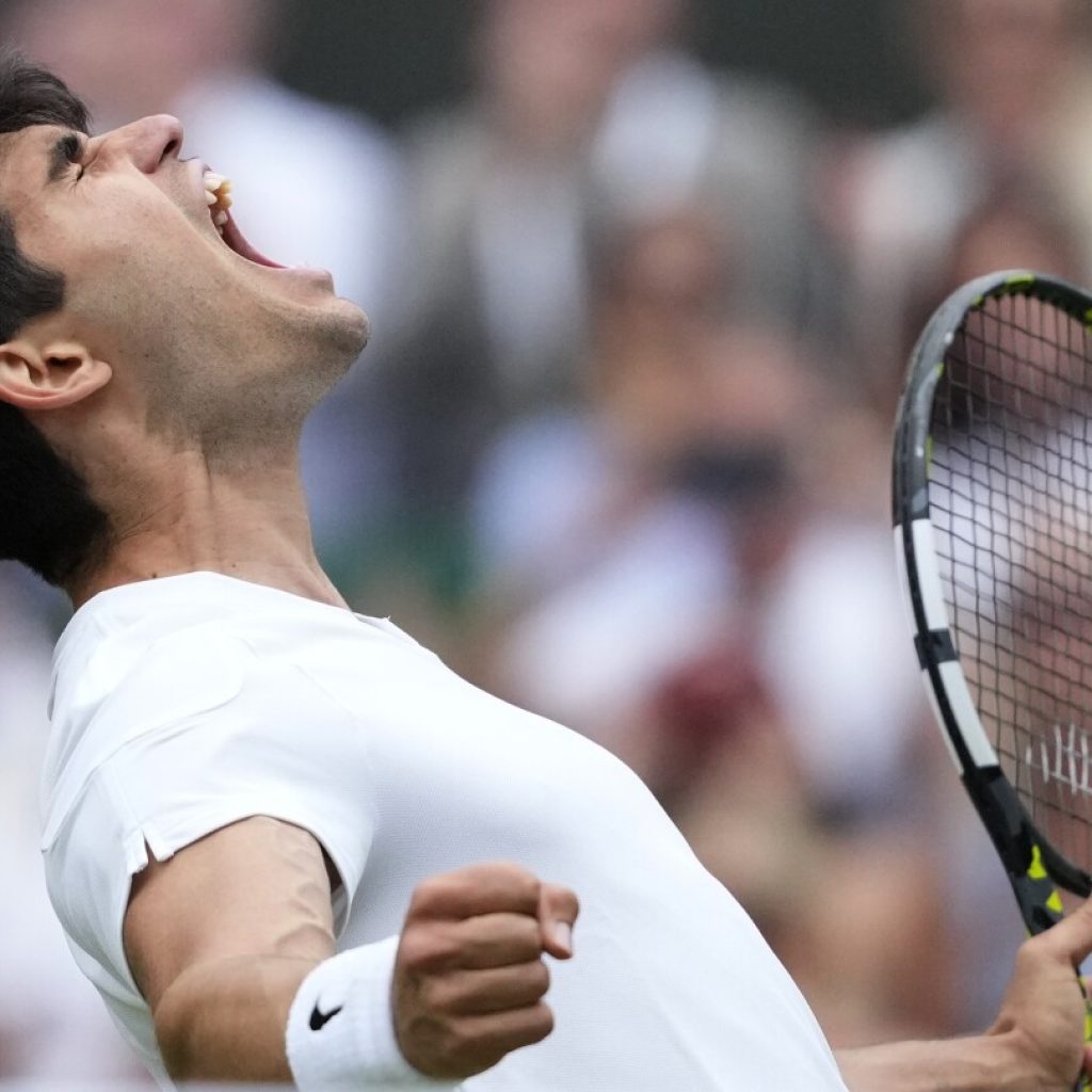 Defending champion Carlos Alcaraz beats Daniil Medvedev to return to the Wimbledon final