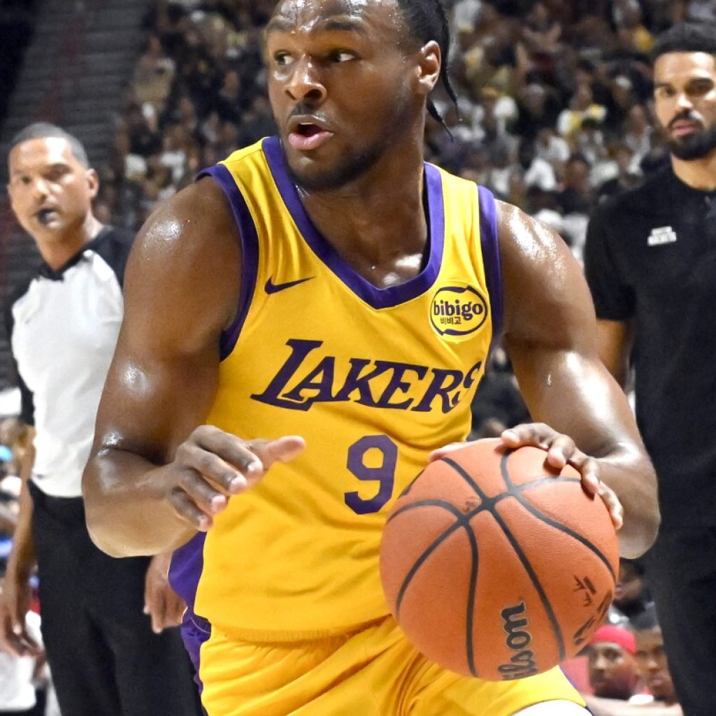 Bronny James scores 8 points in his Vegas debut, as Lakers fall to Rockets in Summer League play