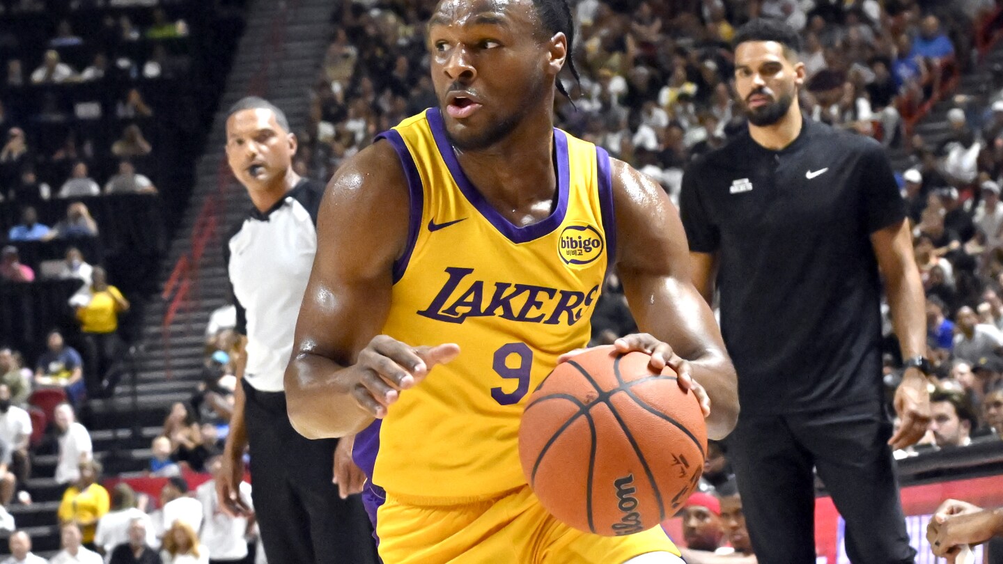 Bronny James scores 8 points in his Vegas debut, as Lakers fall to Rockets in Summer League play