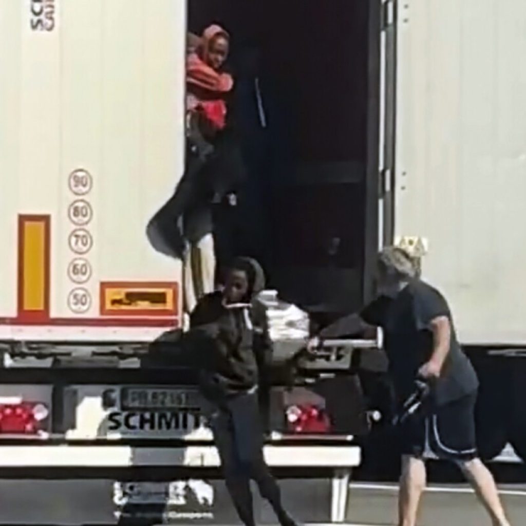 Police search for the truck driver who was filmed whipping migrants near Italian-French border