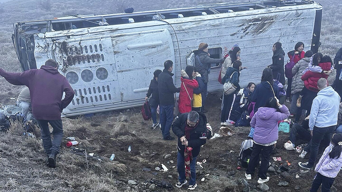 Buses carrying Chinese tourists veer off New Zealand road in 2 crashes at the same spot. 15 hurt