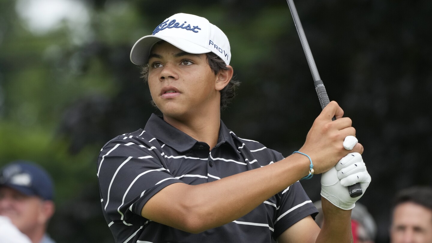 Tiger Woods watches 15-year-old son Charlie shoot a 12-over 82 in US Junior Amateur at Oakland Hills