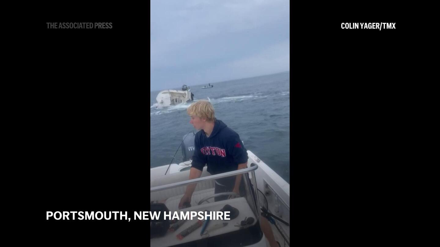 Whale surfaces, capsizes fishing boat off New Hampshire coast