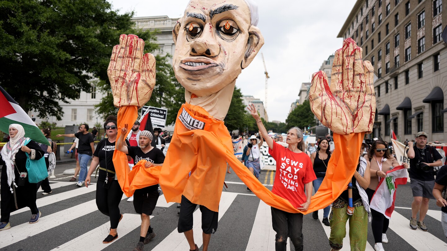 Gaza war protesters hold a ‘die-in’ near the White House as Netanyahu meets with Biden, Harris