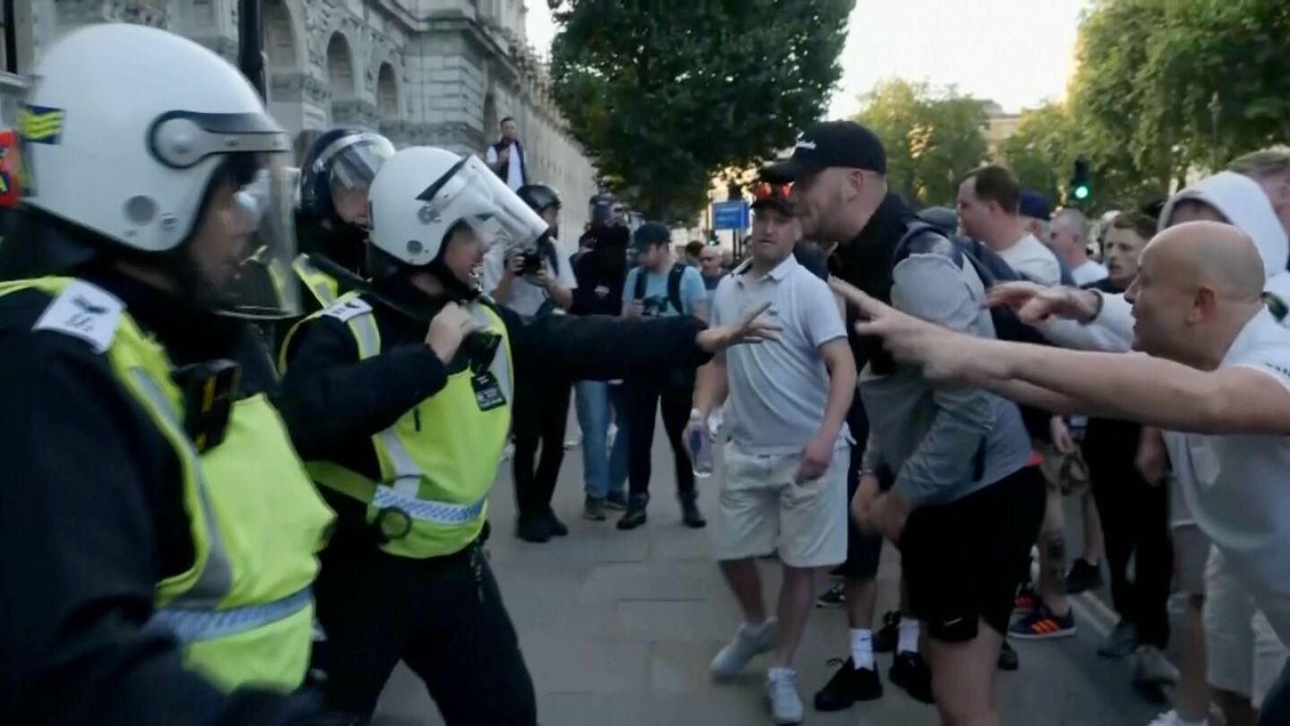 Police clash with protesters in London after UK knife attack | AP News