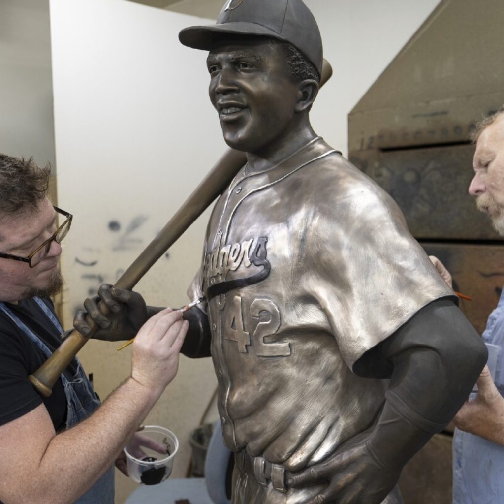 A rebuilt bronze Jackie Robinson statue will be unveiled 6 months after the original was stolen