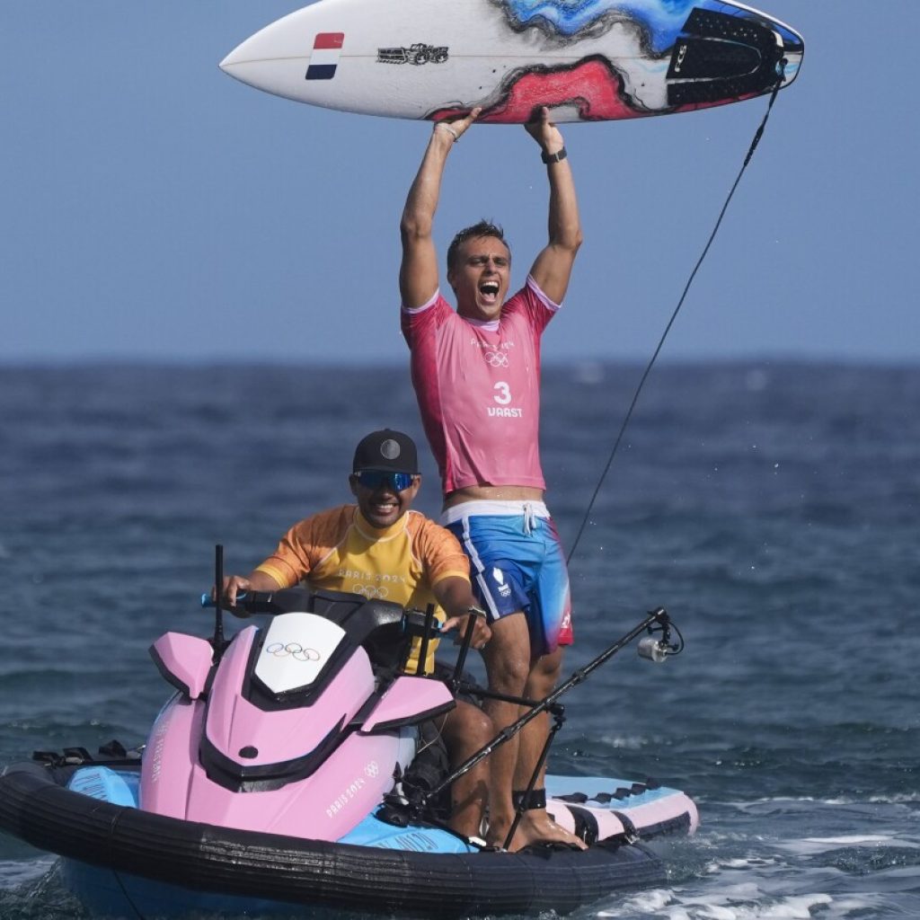 French Polynesian Kauli Vaast wins men’s gold at Paris Olympics surfing competition in Tahiti