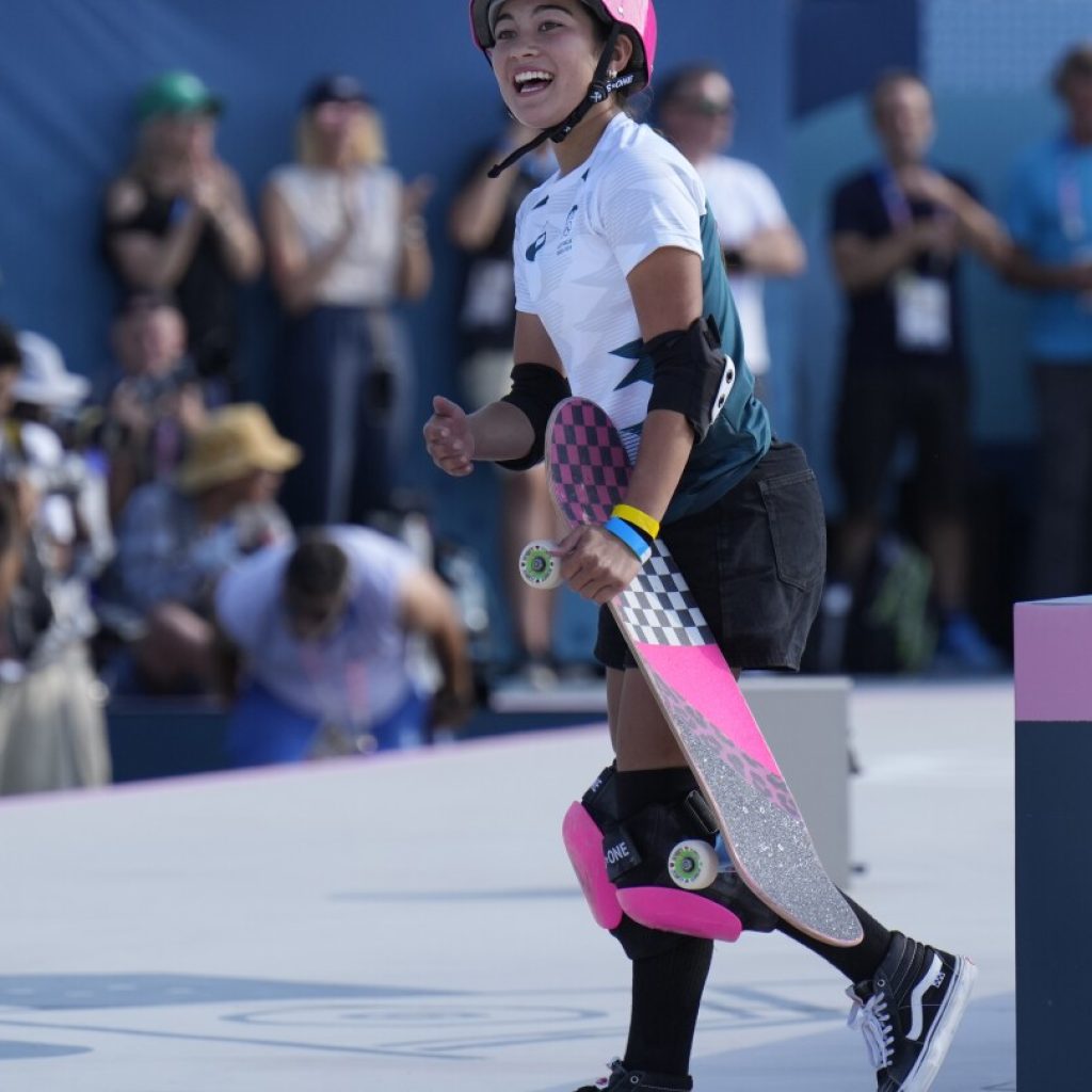 Australia’s Arisa Trew wins gold in women’s park skateboarding at Paris Games