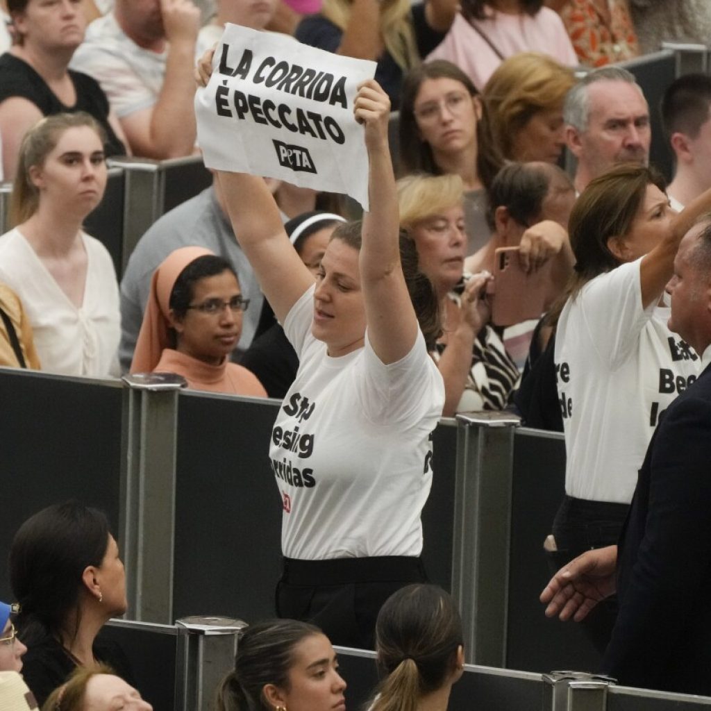 PETA protesters interrupt Pope Francis’ Vatican audience, call on him to denounce bullfighting