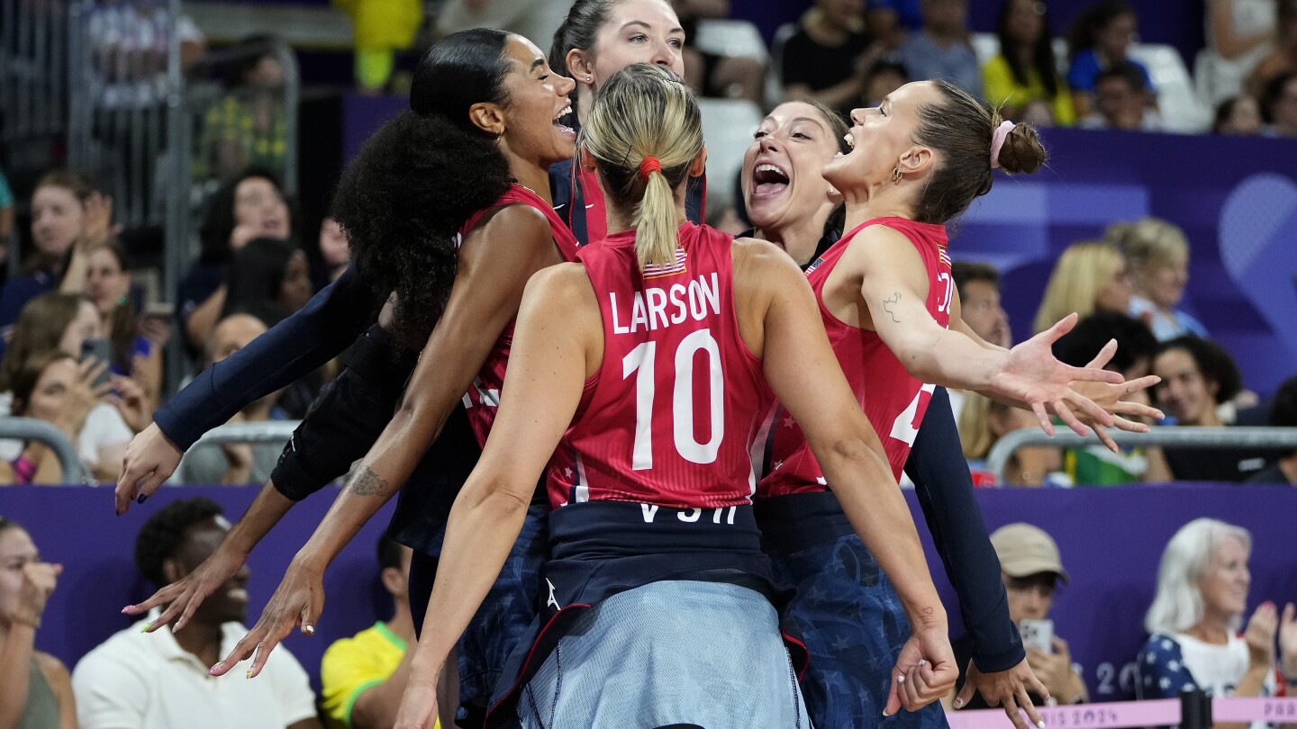 Defending champion US women’s volleyball team beats Brazil in semifinal thriller at Paris Olympics