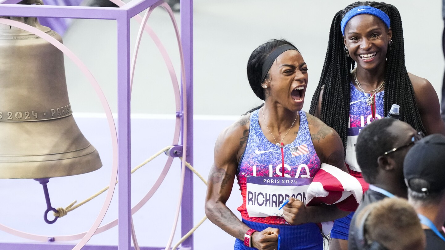 Sha’Carri Richardson chases down 2 competitors in rain to end her first Olympics with a relay gold