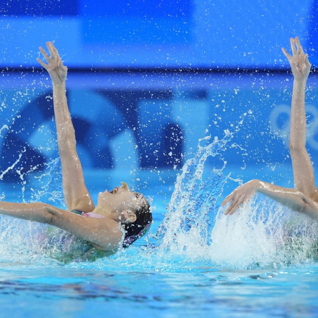 China’s Wang Liuyi and Wang Qianyi in 1st after duet technical in artistic swimming at Paris Games