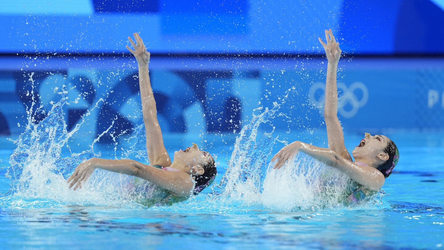 China’s Wang Liuyi and Wang Qianyi in 1st after duet technical in artistic swimming at Paris Games