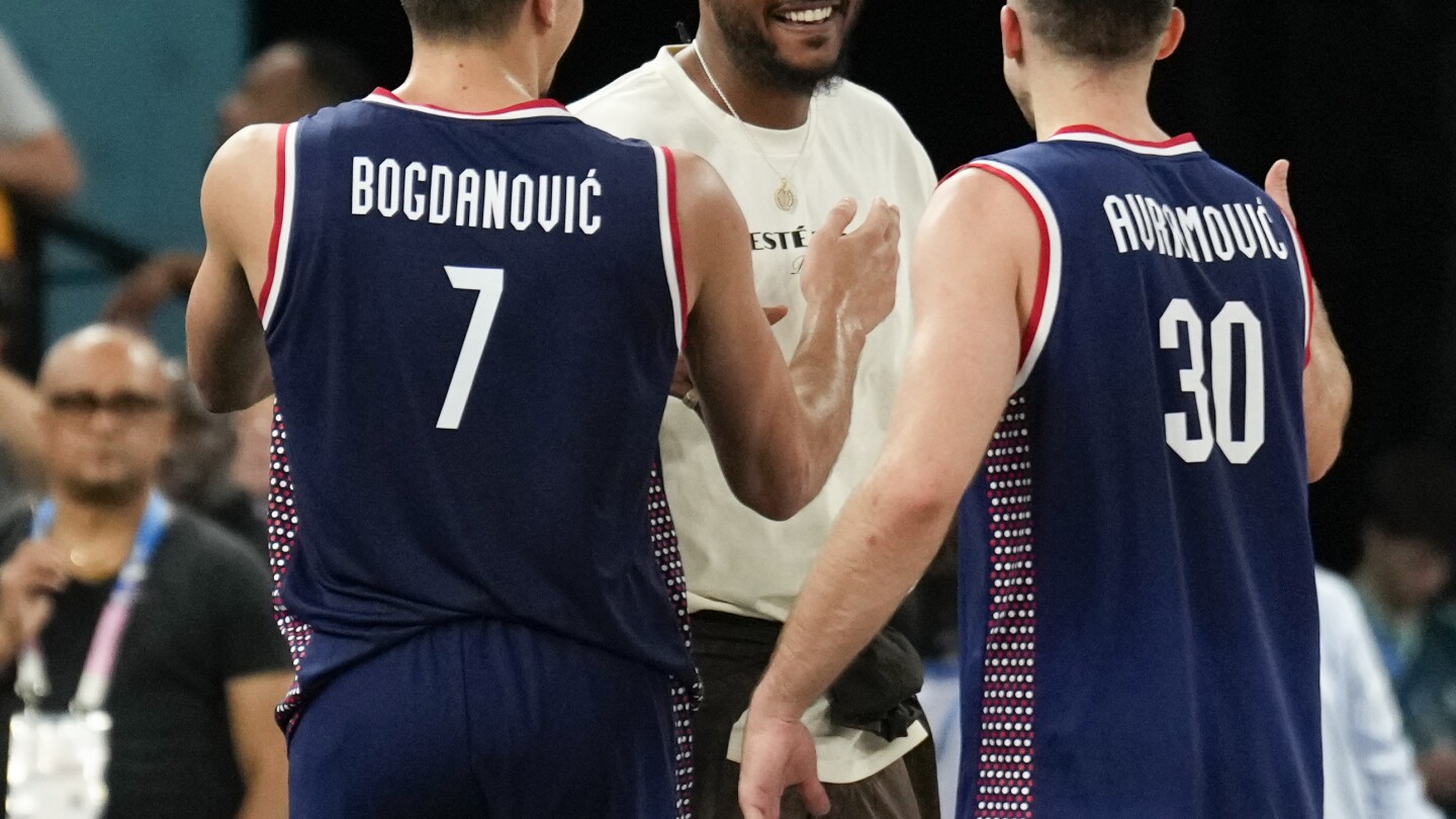 Serbia’s Bogdan Bogdanovic says Carmelo Anthony-inspired 3-point gesture was done out of respect