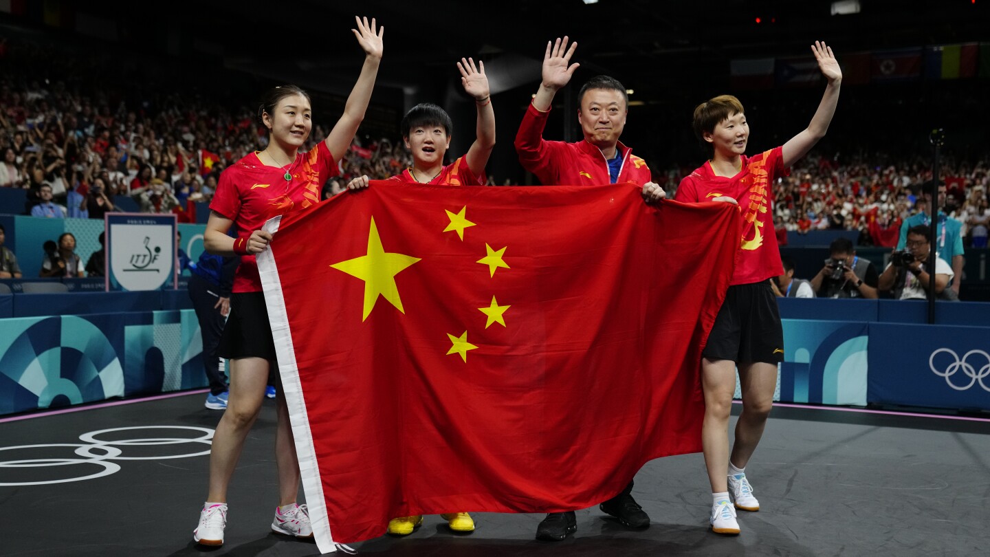 China earns a 300th Olympic gold medal with women’s team victory in table tennis at Paris Games