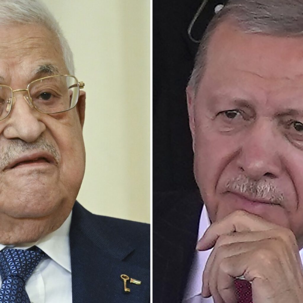 Turkey’s Erdogan meets with Palestinian leader Abbas ahead of speech to parliament