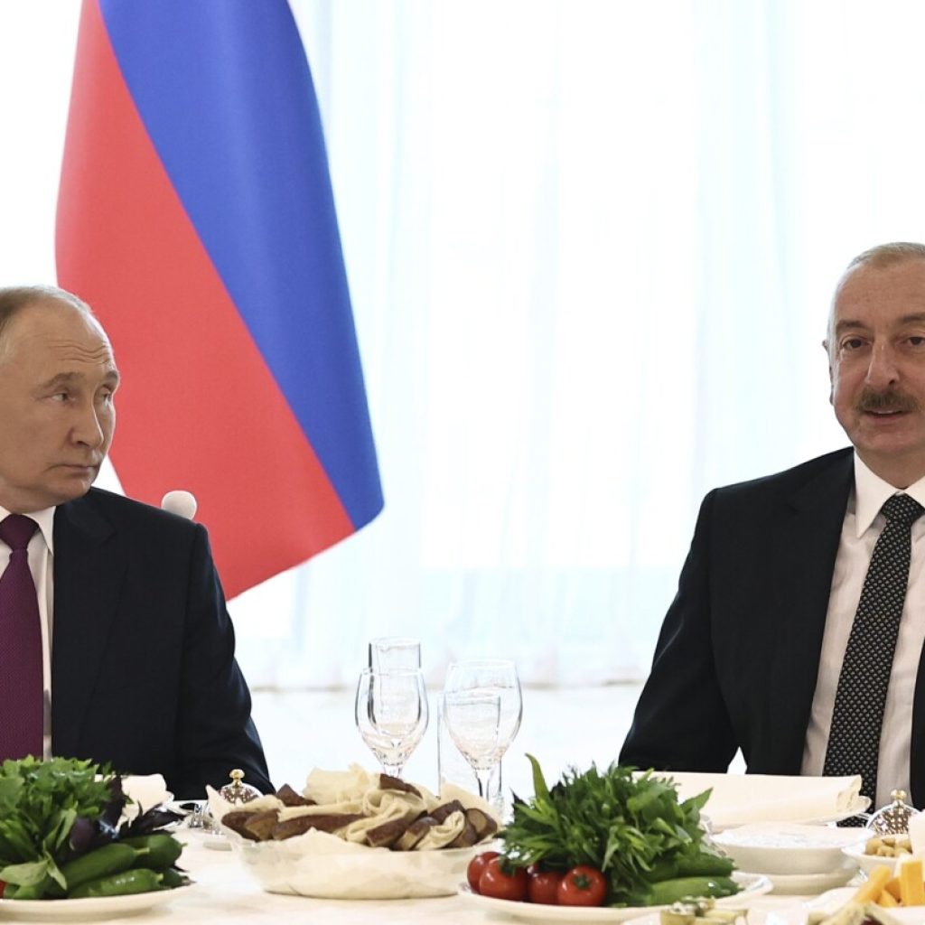 Putin meets Azerbaijani president in Baku to strengthen ties as regional tensions persist