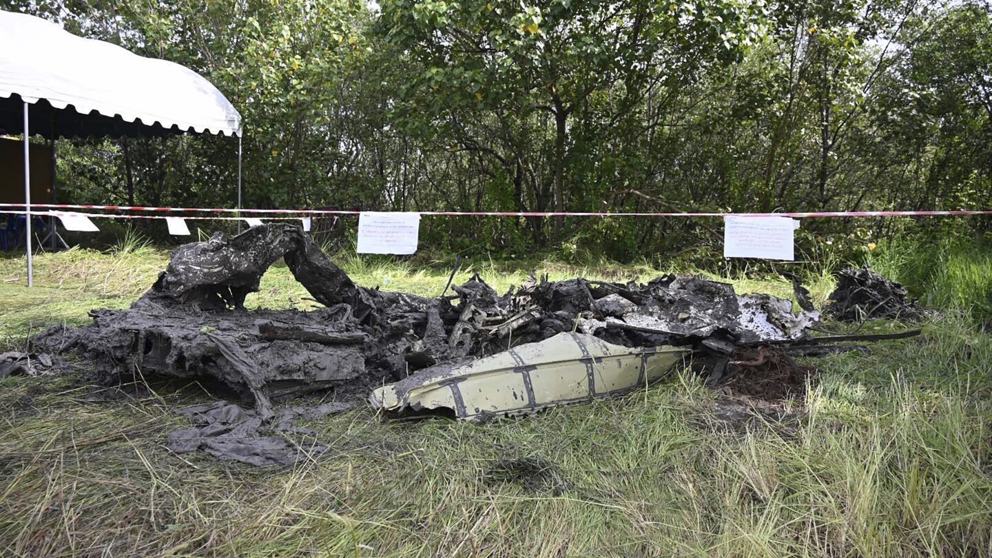 Searchers dig in muddy swamp near Bangkok where plane carrying 5 Chinese tourists, 4 Thais crashed