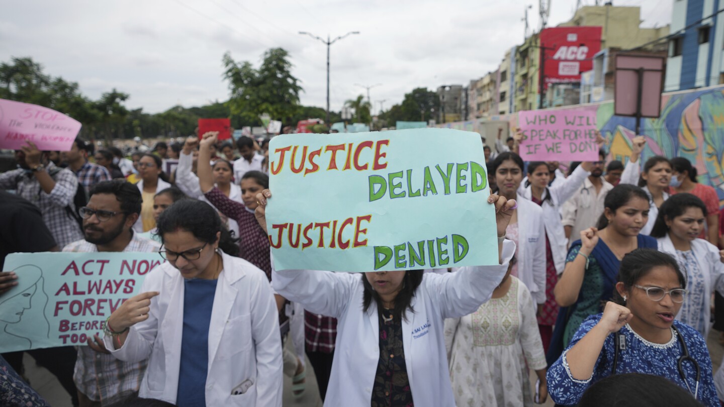 Indian police fire teargas and water cannons at rally against rape and killing of trainee doctor