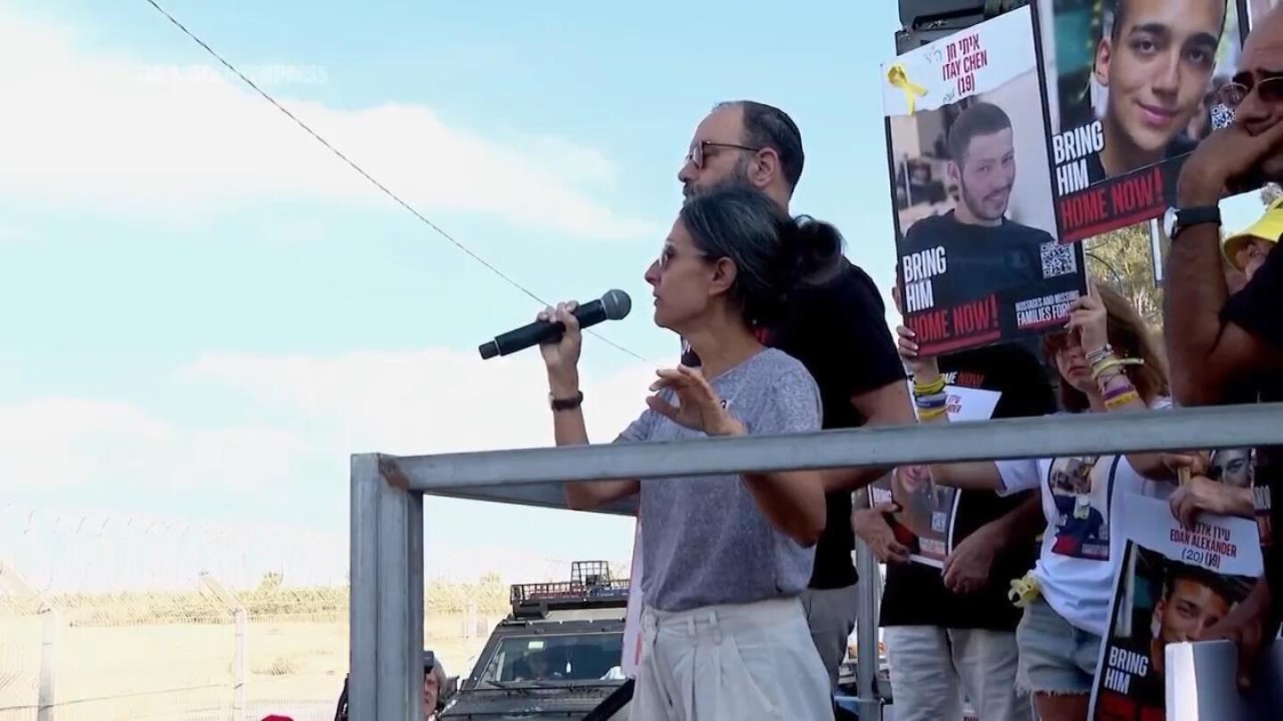 Family members of Israeli hostages held in Gaza send messages to their loved ones during rally | AP News