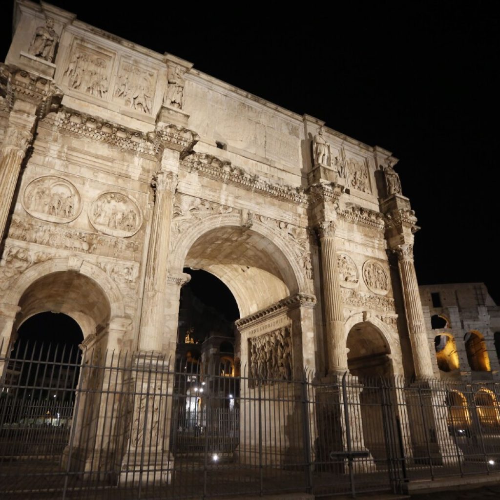 Lightning damages Rome’s ancient Constantine Arch during a violent thunderstorm