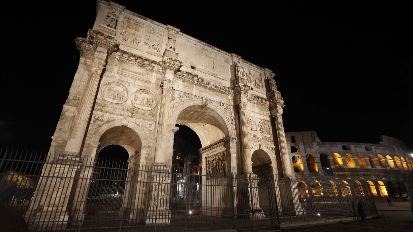 Lightning damages Rome’s ancient Constantine Arch during a violent thunderstorm