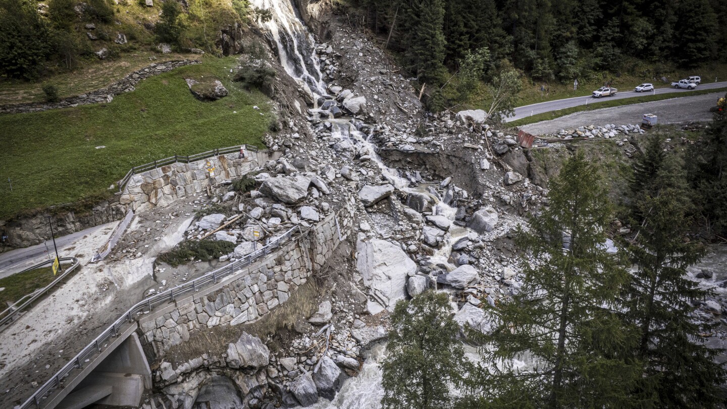 Tourists helicoptered down from Swiss mountain resort after mudslide cuts off road access